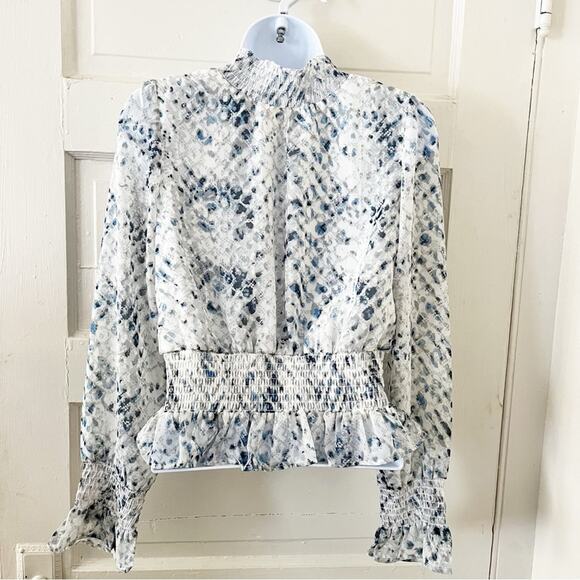 JAPNA Blue & White Patterned Blouse, XS - Picture 6 of 8